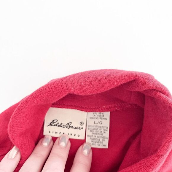 Eddie Bauer Womens Turtleneck Pullover Sweater Long Sleeve Plain Red Large - Picture 3 of 6